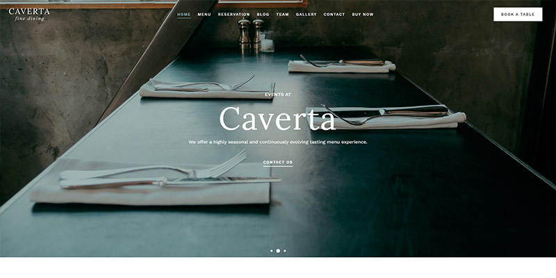 Caverta - Tema WordPress para restaurante de comida sana