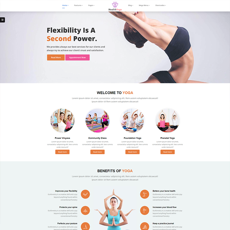 Plantilla WordPress Health Yoga