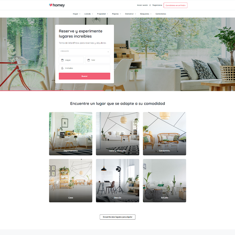 Homey - Webs de Gestión de Alquiler y Reserva Vacacional