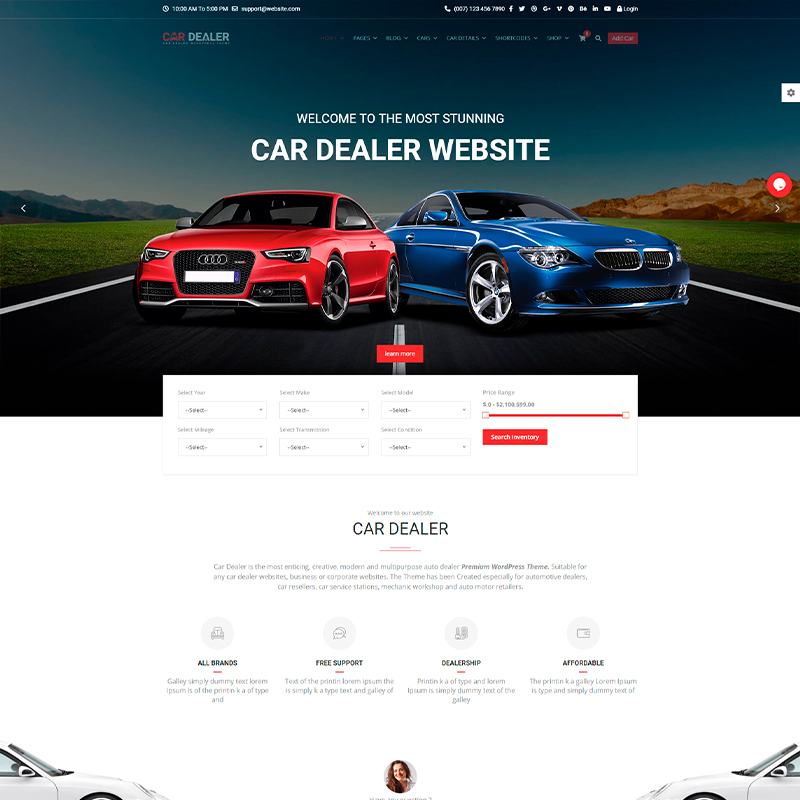 WordPress tema de concesionario de coches Car Dealer