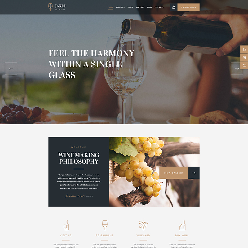 plantilla para productores de vino WordPress