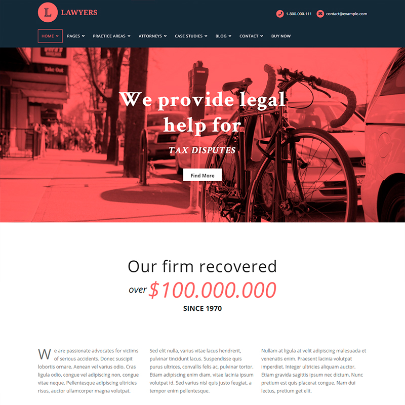 Lawyers - Tema WordPress para bufetes de abogados y consultores legales