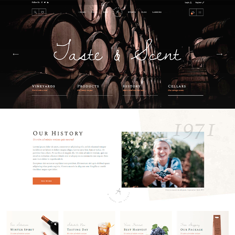 tema wordpress para tiendas de vino online