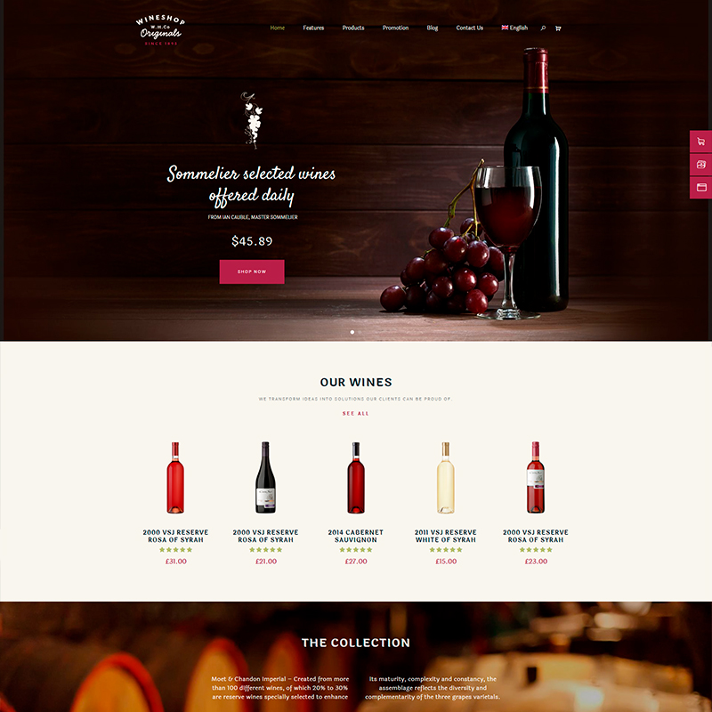 plantilla wordpress para vinos y alimentos