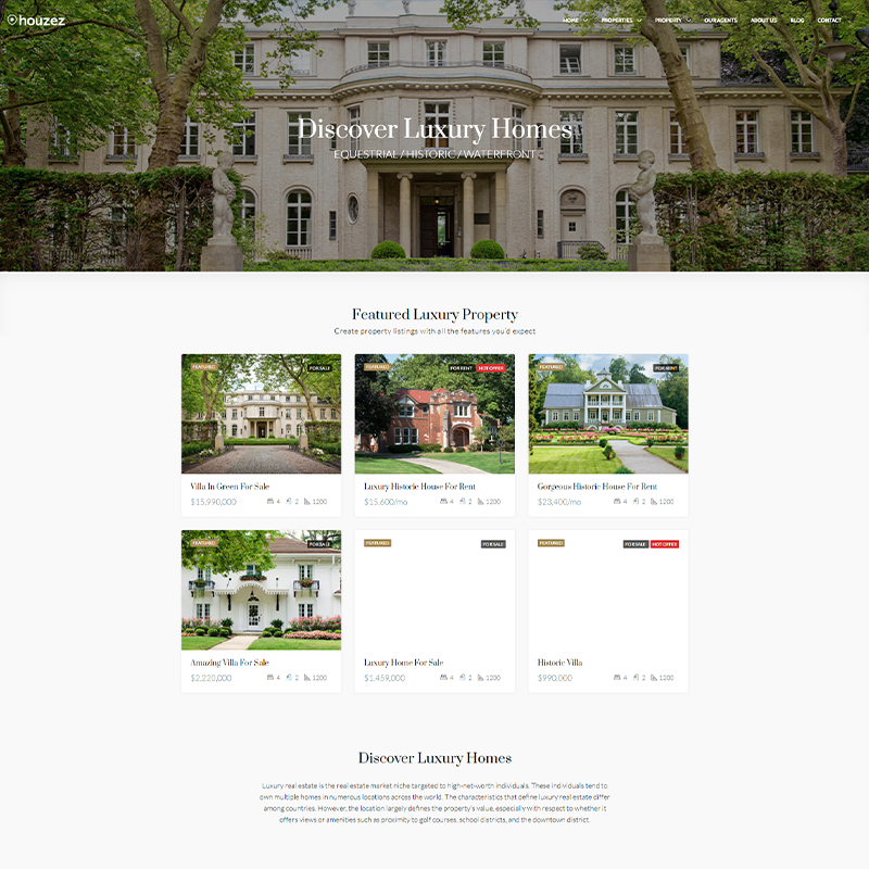 Plantilla WordPress para Inmobiliarias de Lujo - Houzez